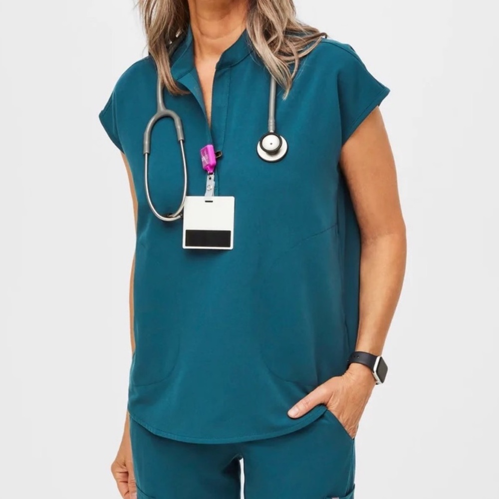 Figs Caribbean Blue Rafaela Scrub Top